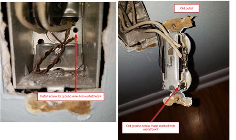 old metal junction box screw labeled a b|metal box grounding screw.